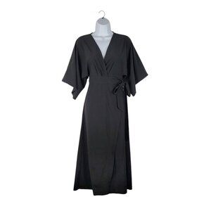 Athleta Calistoga Wrap Dress Coverup Black Lightweight UPF Quick Dry Size Small